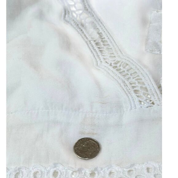 By Anthropologie Whimsigoth Boho Tiered Maxi Dress Contrast Crochet Lace SZ L - Picture 8 of 16